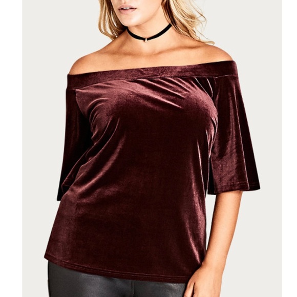 Black Velvet off the shoulder top - Picture 2 of 9